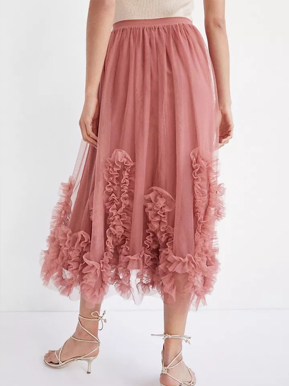Anthropologie Felicity Tulle Ruffle Skirt in Rose - Picture 3 of 11